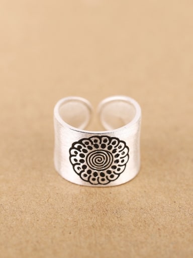 Personalized Flower Silver Opening Ring