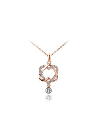Trendy Double Heart Shaped Crystal Necklace