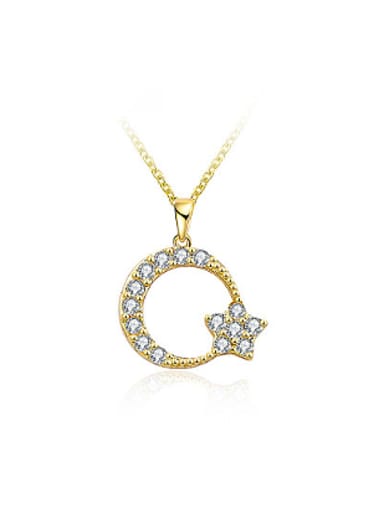 Exquisite Gold Plated Moon Star Rhinestones Necklace