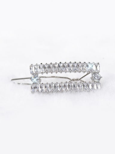 Simple White Zirconias Platinum Plated Copper Hairpin