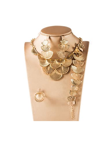 Exaggerated Fan-shaped Four Pieces Jewelry Set
