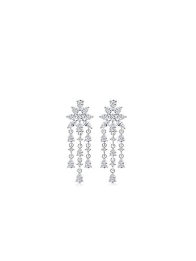 Copper Alloy White Gold Plated Fashion Zircon Drop Cluster earring