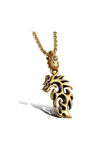 Personalized Dragon Pendant Titanium Men Necklace