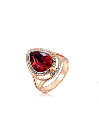 Exquisite Red Austria Crystal Water Drop Ring