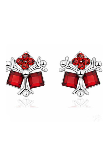 Personalized Little Red austrian Crystals 925 Silver Stud Earrings