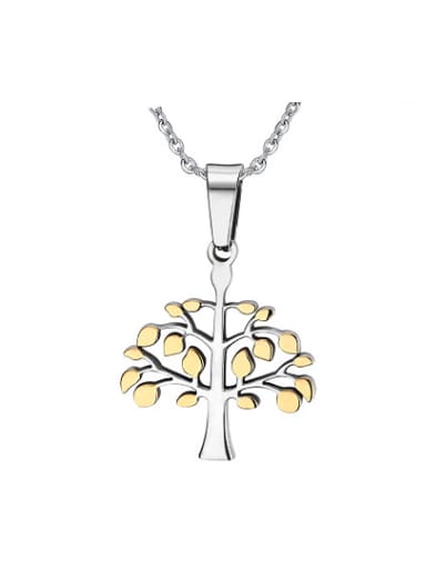 All-match Gold Plated Tree Shaped Titanium Pendant