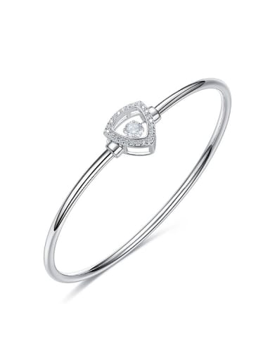 Simple Hollow Triangle Cubic Rotational Zircon 925 Silver Bangle