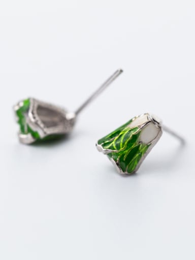 Creative Cabbage Shaped S925 Silver Enamel Stud Earrings