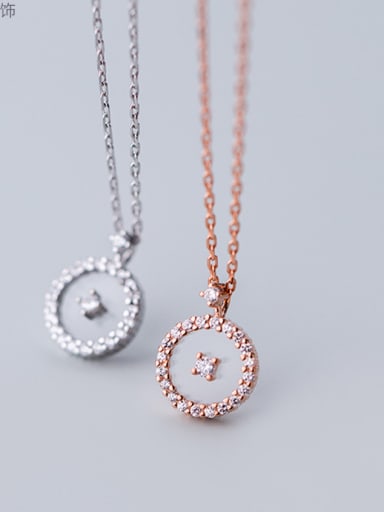 925 Sterling Silver Delicate Round Cubic Zirconia Necklaces