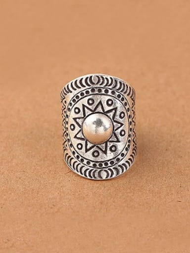 Ethnic Personalized Silver Opening Ring