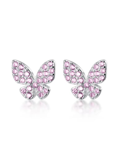 925 Sterling Silver With Platinum Plated Cute Bowknot Stud Earrings