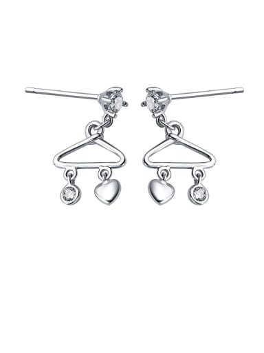 925 Sterling Silver With Glossy Fashion Triangle Drop Earrings