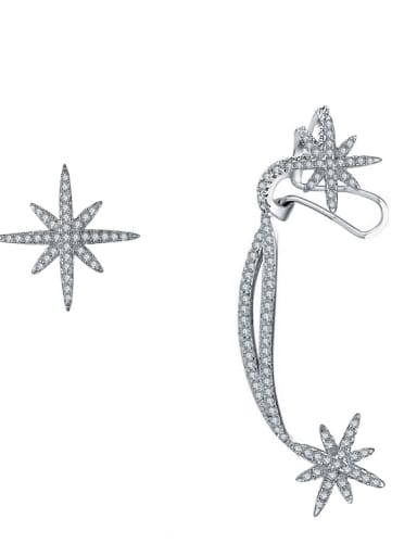 Fashion personality with tiny zircon meter shaped stars asymmetrical earring