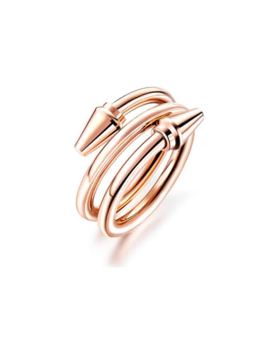 Titanium With Rose Gold Plated Simplistic Fashion multi-circle  Band Rings