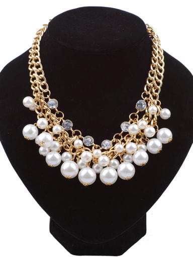 Fashion Multi-layers Imitation Pearls Rhinestones Alloy Necklace