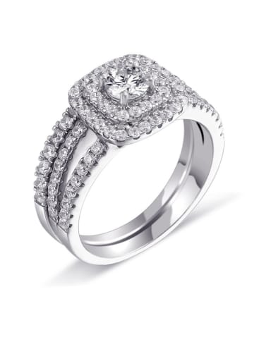 925 Sterling Silver With  Cubic Zirconia Delicate Geometric Stacking Rings