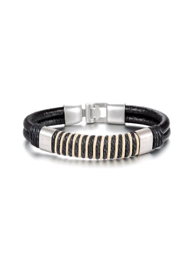 Punk style Braided Rope Artificial Leather Men Bracelet