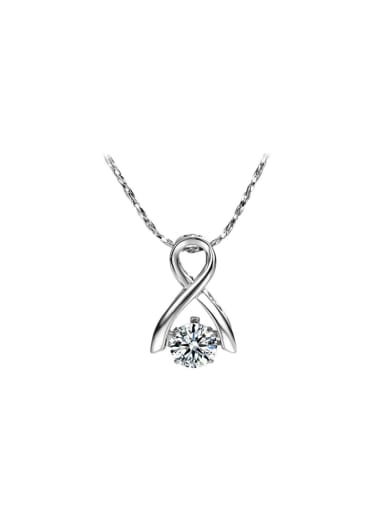 2018 Copper Alloy White Gold Plated Fashion Simple Zircon Necklace