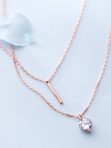 925 Sterling Silver With 18k Rose Gold Plated Delicate Round Multi Strand Necklaces