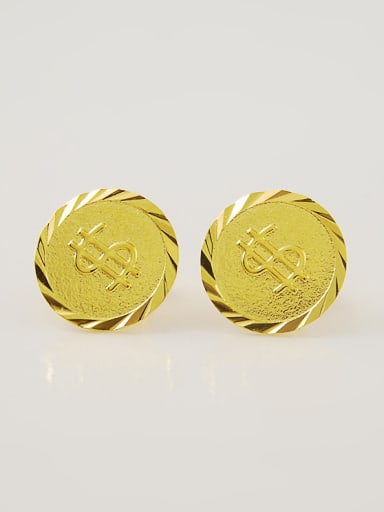 Personality Round Shaped 24K Gold Plated Stud Earrings