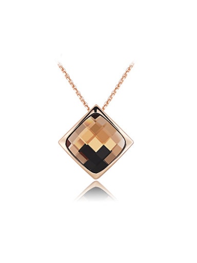 Champagne Square Shaped Austria Crystal Necklace