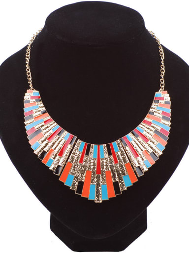 Exaggerated Multicolor Enamel Gold Plated Alloy Necklace