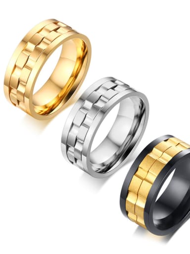 Titanium With Gold Plated Personality Men Rotatable Rings