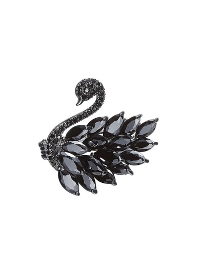 custom Elegant Black Swan Marquise Zircon Rhinestones Brooch