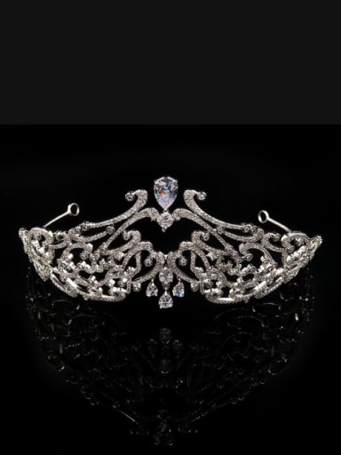 Luxury  Micro Pave Zircons Crown-shape Copper Hair Accessories
