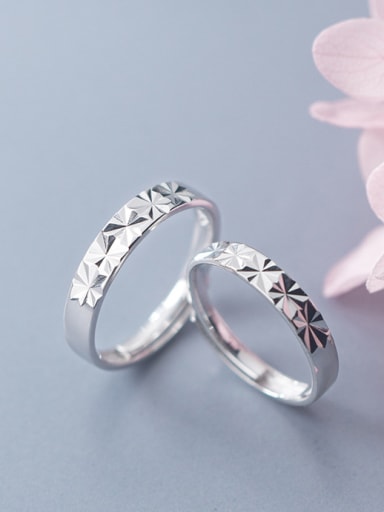 925 Sterling Silver With Silver Plated Simplistic Snow Pattern Free Size Rings