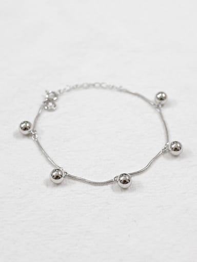 Simple Little Smooth Beads Silver Women Bracelet