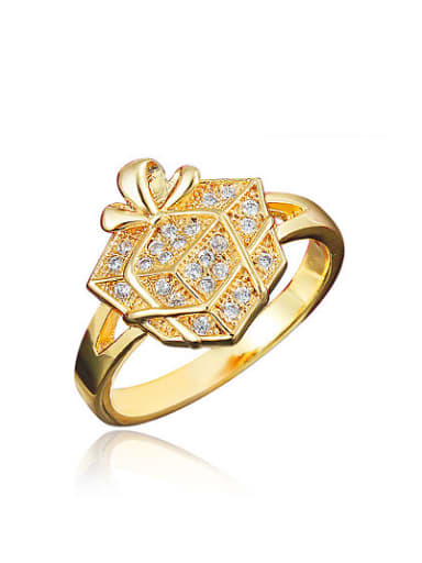 Creative Box Shaped 18K Gold Plated Copper Ring