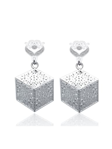 White Gold Plated Square Shaped Two Pieces Jewelry Set