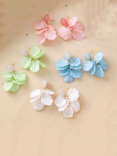 Alloy With Acrylic  Personality Multi-layered petals  Drop Earrings