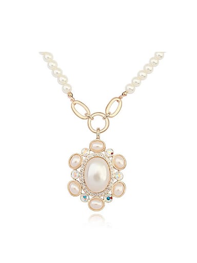 Noble Champagne Gold Plated Imitation Pearls Alloy Necklace