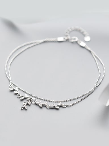 925 Sterling Silver With Platinum Plated Simplistic Ball Anklets 