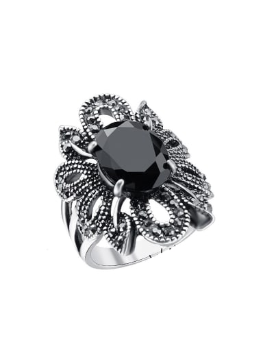 Retro style Black Resin Crytals Alloy Ring