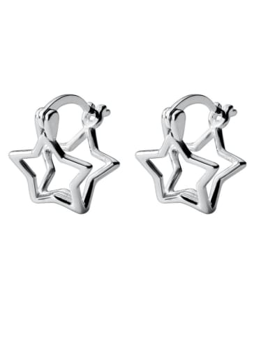 925 Sterling Silver With Glossy Personality Star Clip On Earrings