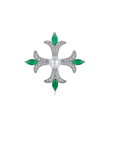 Copper With Platinum Plated Personality Cubic Zirconia Cross Brooches