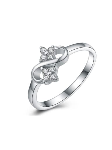 Flower Zircons Elegant Wedding Silver Ring