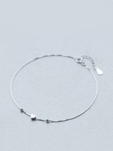 S925 silver sweet heart-shaped bracelet and anklet