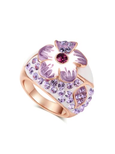 Flower-shape Colorful Enamel Copper Ring