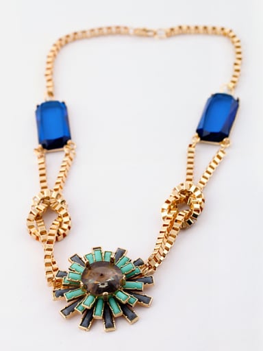 Alloy Gold Plated Flower Semi-Precious Stones Necklace