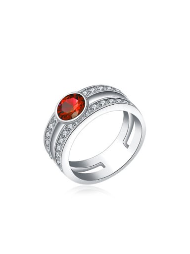 Fashion Two Layer White Gold Plated Zircon Copper Ring