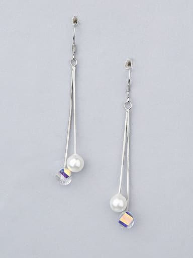 925 Silver Pearl Zircon Drop Earrings