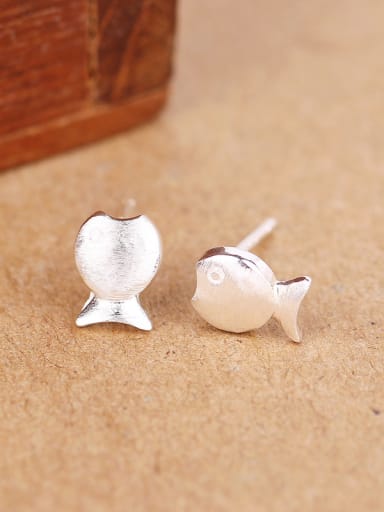 Tiny 925 Silver Fish Stud Earrings