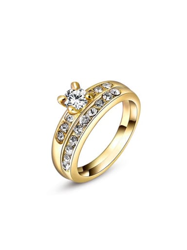 Delicate 18K Gold Plated Rhinestone Set Ring