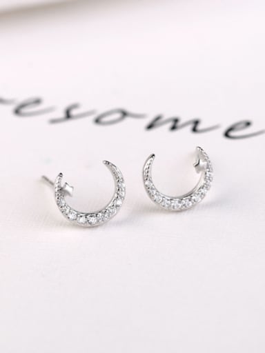 Tiny Moon Zircon Stud Earrings