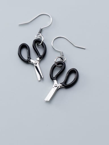 925 Sterling Silver With Platinum Plated Simplistic Geometric Hook Earrings