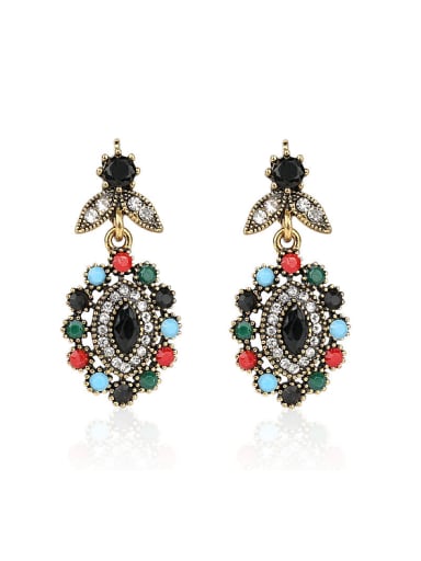 Bohemia style Colorful Resin stones White Crystals Alloy Earrings